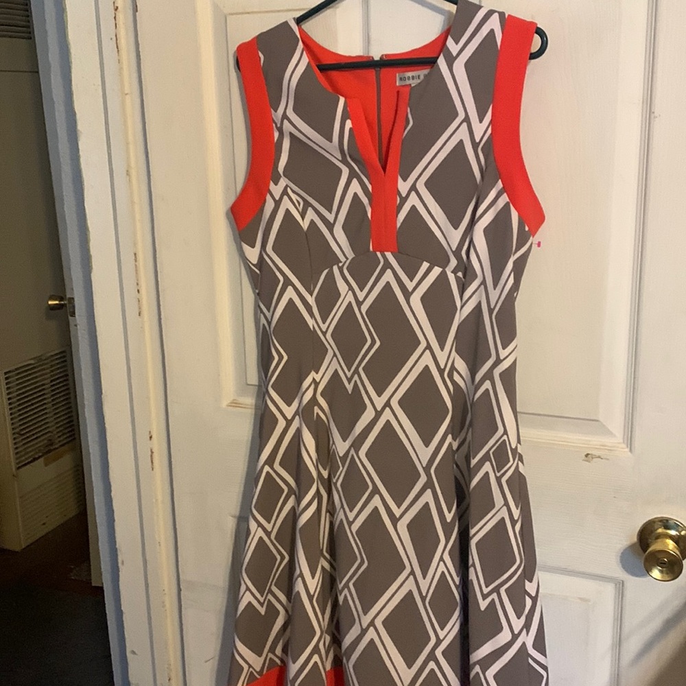 ROBBIE BEE DRESS ORANGE & GRAY